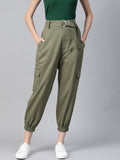 Regular Fit Women Green Trousers