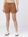 Solid Women Brown Regular Shorts