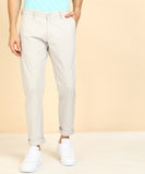 Slim Fit Men Grey Trousers Light Grey