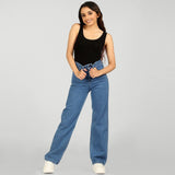 Flared Women Blue Jeans Bata Blue