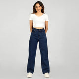 Flared Women Blue Jeans Navy Blue