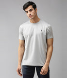 Solid Men Round Neck Green T-Shirt Grey