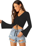 Casual Full Sleeve Solid Women Black Top Black