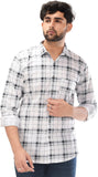 Men Checkered Casual Brown Shirt White