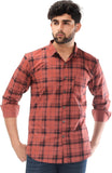 Men Checkered Casual Brown Shirt Maroon