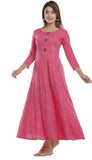 Women Printed Anarkali Kurta Pink