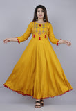 Women Embroidered Anarkali Kurta Yellow