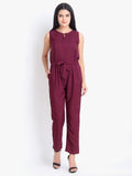 Solid Women Jumpsuit Maroon