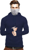 Solid Men Hooded Neck Black T-Shirt Navy Blue-Grey2