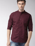 Men Solid Casual White Shirt Brown